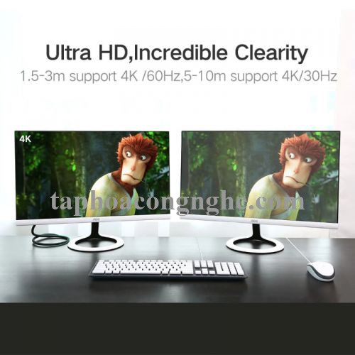 Ugreen 30124 10M Màu Đen Cáp 2 Đầu Displayport V1.2 cao cấp hỗ trợ 4K*2K 60GHz DP107 30030124